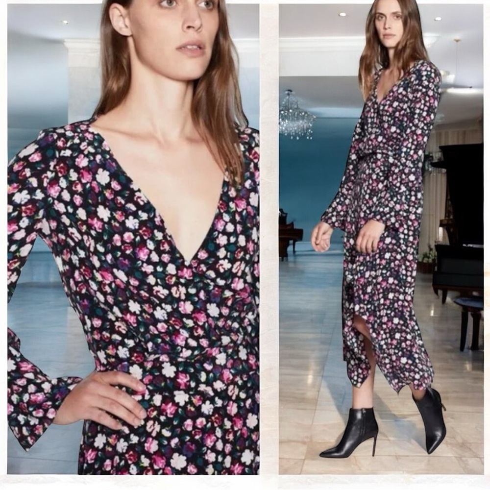 EQUIPMENT Femme Neema Faux Wrap Asymmetrical Hem Size 2 Long Sleeve NWT $475